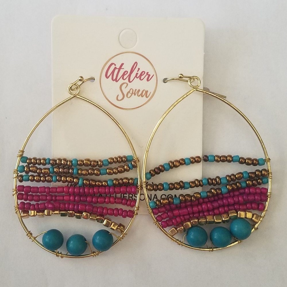 Beaded Tear Drop Earrings